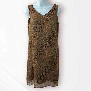 Robbie Bee Vintage 100% Silk Shift‎ Dress Lined Size 6  Snake Skin Pattern